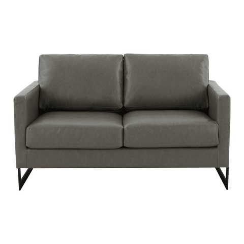 Lincoln Leather Loveseat Sofa with Black Stainless Steel Frame