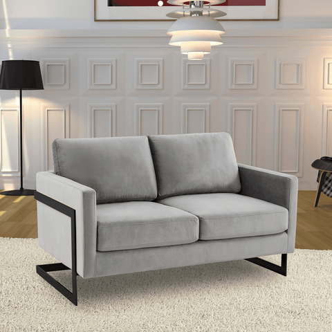 Lincoln Velvet Loveseat Sofa with Black Stainless Steel Frame