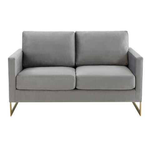 Lincoln Upholstered Velvet/Leather Loveseat With Gold Frame