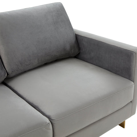 Lincoln Upholstered Velvet/Leather Loveseat With Gold Frame