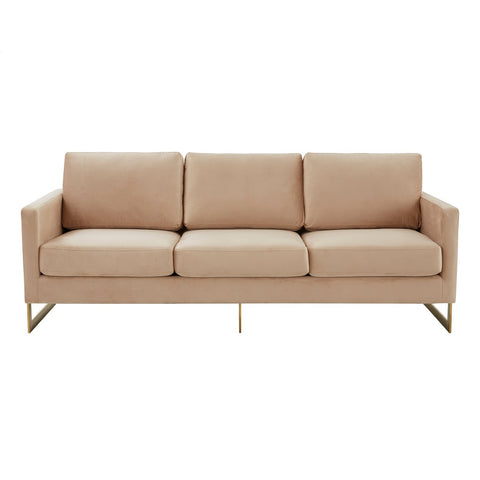 Lincoln 3-Seater Velvet/Leather Full Size Sofa in Stainless Steel