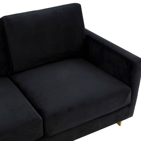 Lincoln 3-Seater Velvet/Leather Full Size Sofa in Stainless Steel