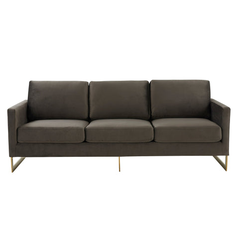 Lincoln 3-Seater Velvet/Leather Full Size Sofa in Stainless Steel