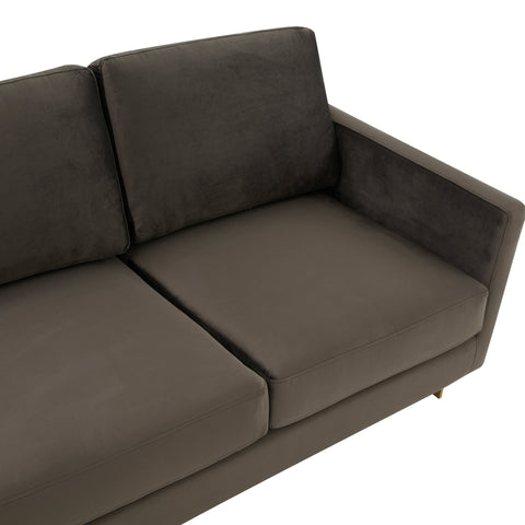 Lincoln 3-Seater Velvet/Leather Full Size Sofa in Stainless Steel