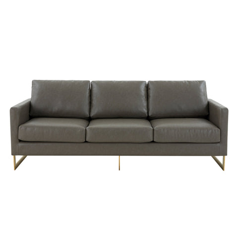 Lincoln 3-Seater Velvet/Leather Full Size Sofa in Stainless Steel