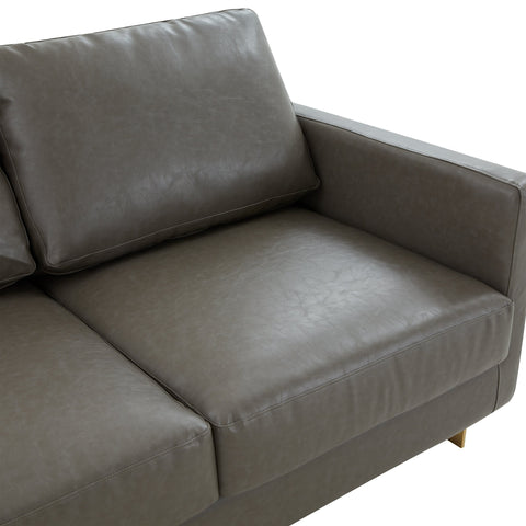 Lincoln 3-Seater Velvet/Leather Full Size Sofa in Stainless Steel