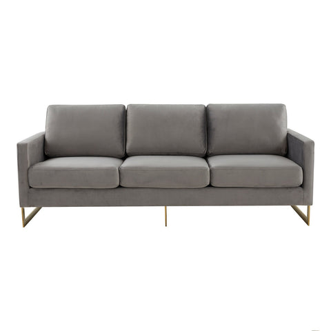 Lincoln 3-Seater Velvet/Leather Full Size Sofa in Stainless Steel