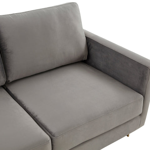 Lincoln 3-Seater Velvet/Leather Full Size Sofa in Stainless Steel