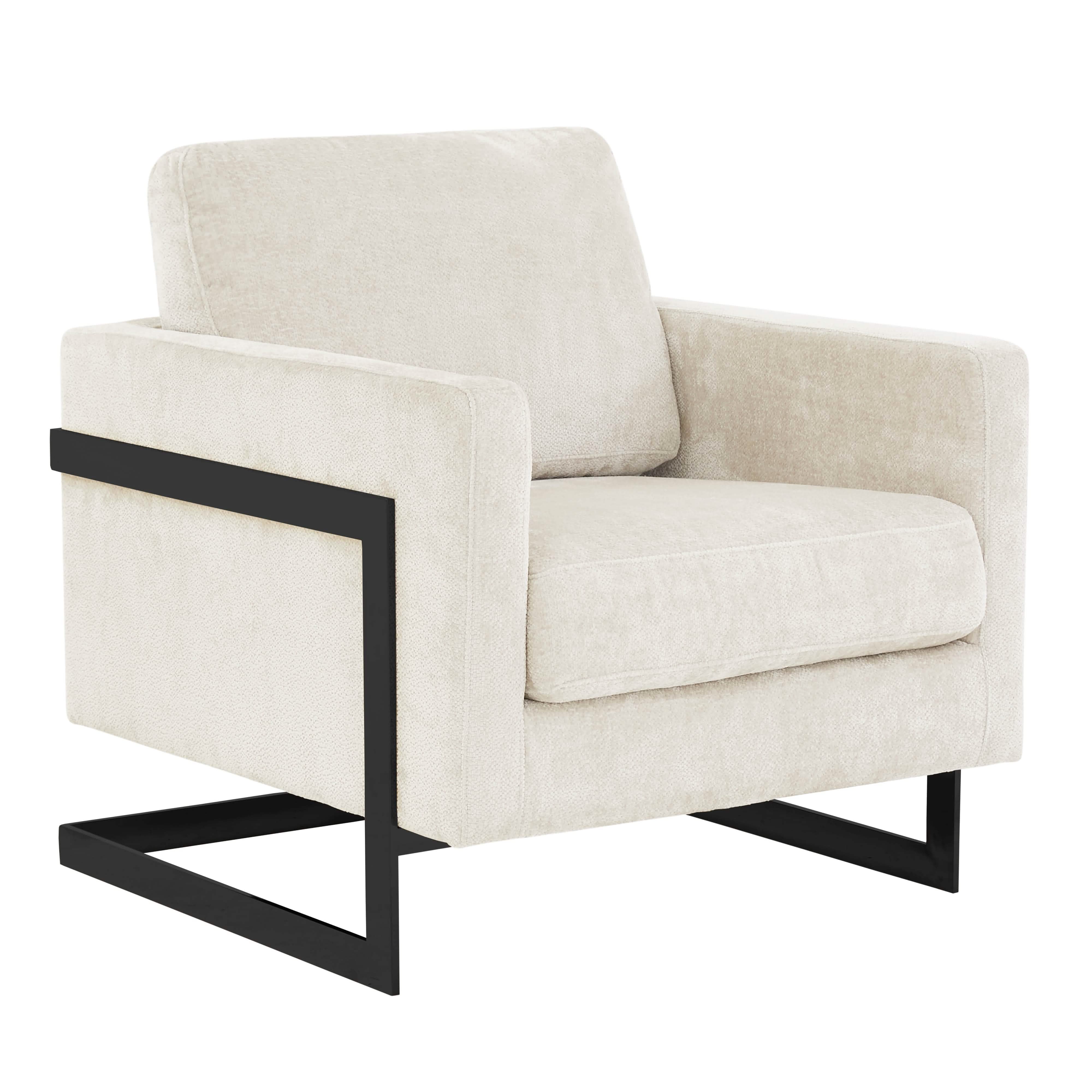 Lincoln Modern Upholstered in Fabric Accent Armchair With Gold/Black/White Metal Frame