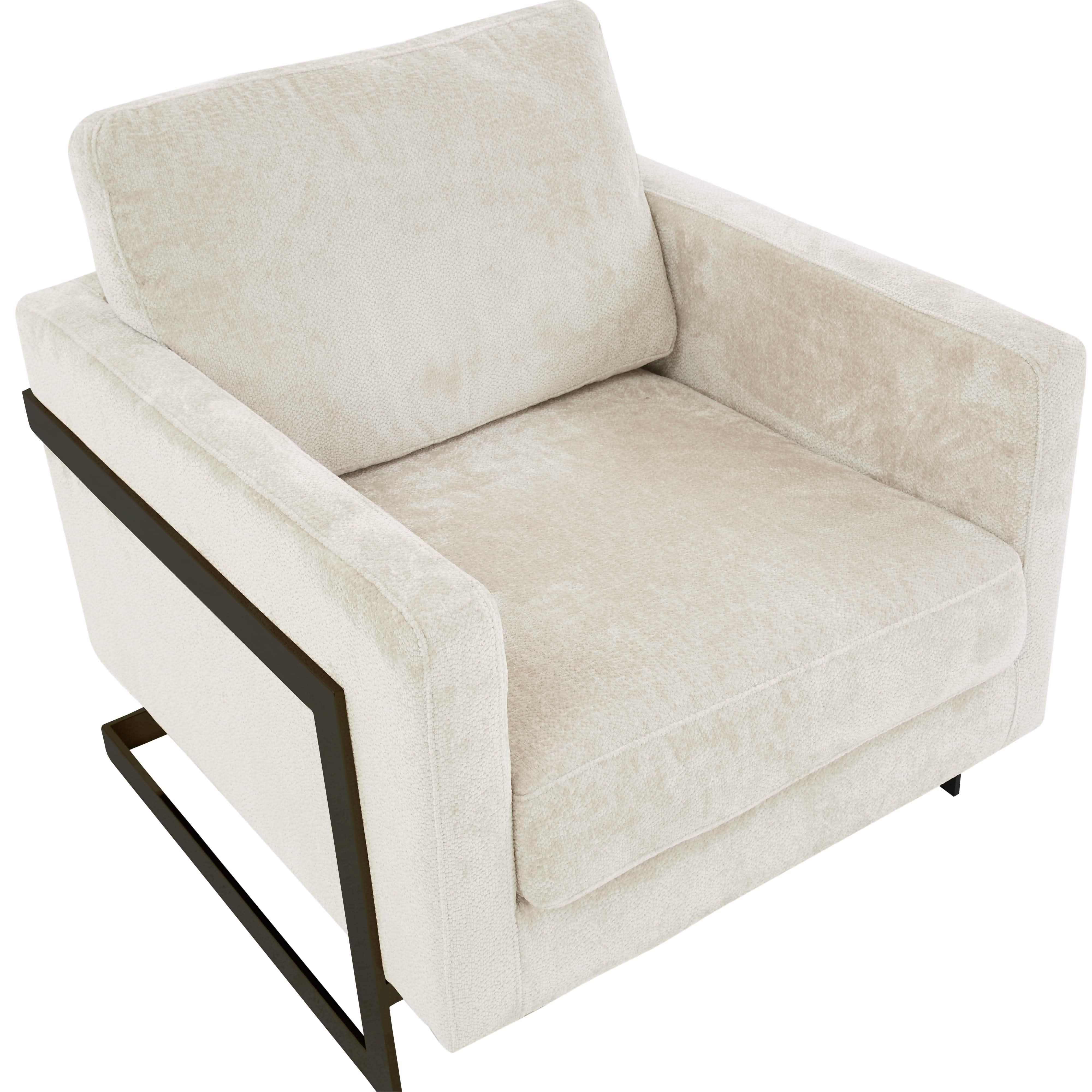 Lincoln Modern Upholstered in Fabric Accent Armchair With Gold/Black/White Metal Frame