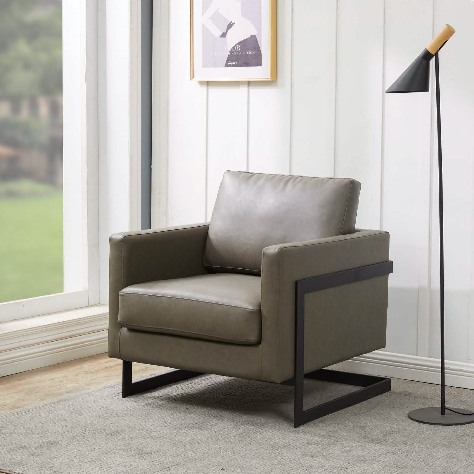 Lincoln Modern Upholstered in Fabric Accent Armchair With Gold/Black/White Metal Frame