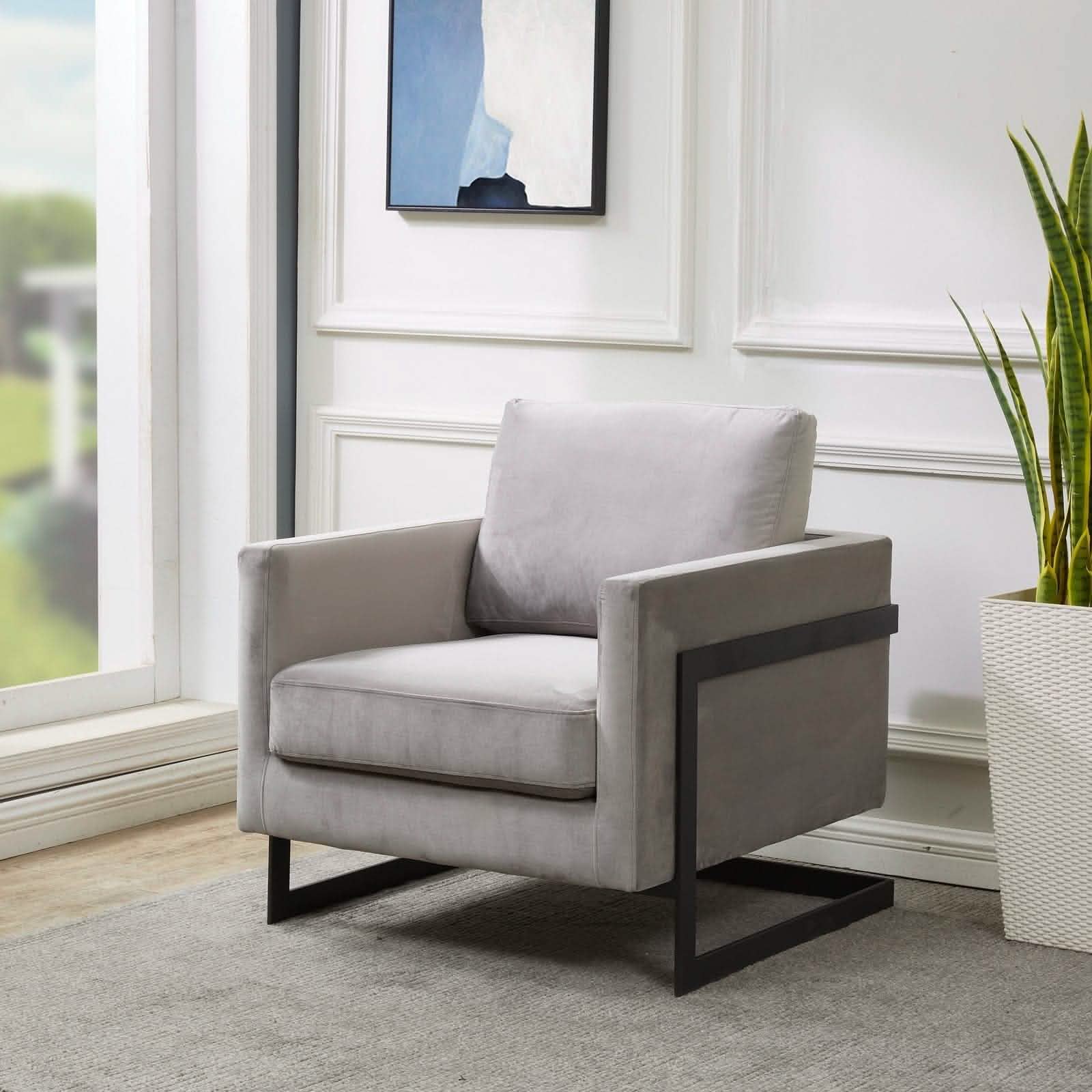 Lincoln Modern Upholstered in Fabric Accent Armchair With Gold/Black/White Metal Frame