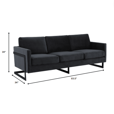 Lincoln 3-Seater Upholstered Velvet Sofa with Black Stainless-Steel Base