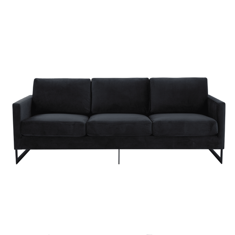 Lincoln 3-Seater Upholstered Velvet Sofa with Black Stainless-Steel Base