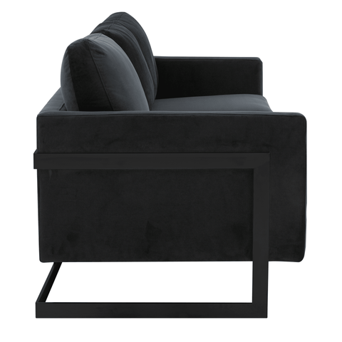 Lincoln 3-Seater Upholstered Velvet Sofa with Black Stainless-Steel Base