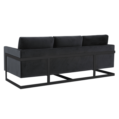 Lincoln 3-Seater Upholstered Velvet Sofa with Black Stainless-Steel Base