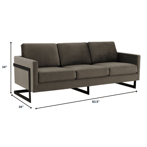 Lincoln 3-Seater Upholstered Velvet Sofa with Black Stainless-Steel Base