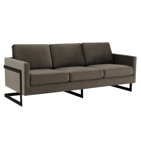 Lincoln 3-Seater Upholstered Velvet Sofa with Black Stainless-Steel Base