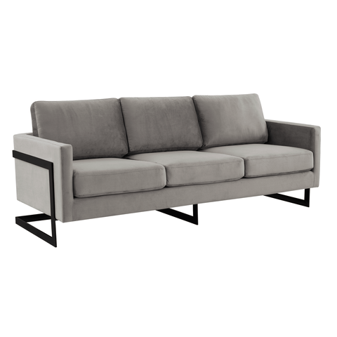 Lincoln 3-Seater Upholstered Velvet Sofa with Black Stainless-Steel Base