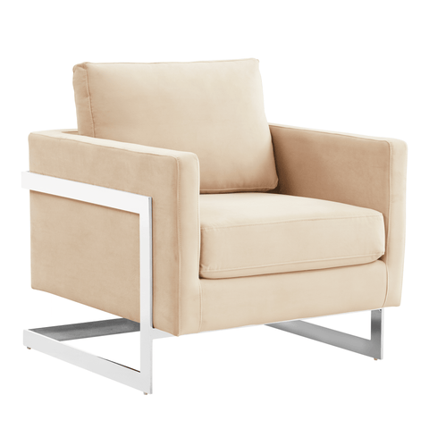 Lincoln Velvet Accent Armchair Singe-Seater Sofa with Chromed Stainless Steel Frame