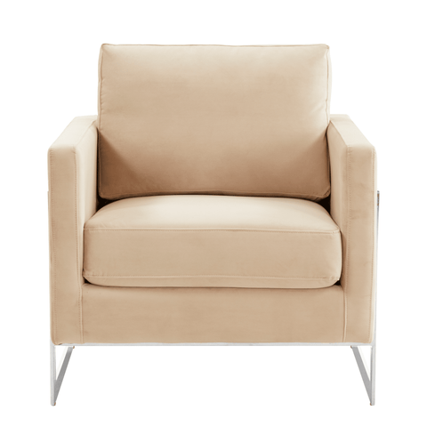 Lincoln Velvet Accent Armchair Singe-Seater Sofa with Chromed Stainless Steel Frame