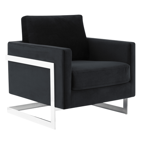 Lincoln Velvet Accent Armchair Singe-Seater Sofa with Chromed Stainless Steel Frame