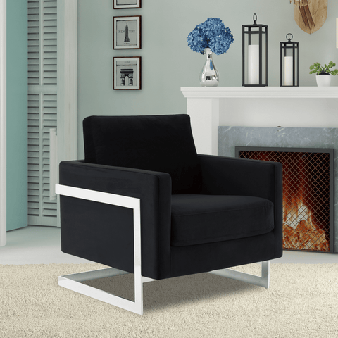 Lincoln Velvet Accent Armchair Singe-Seater Sofa with Chromed Stainless Steel Frame