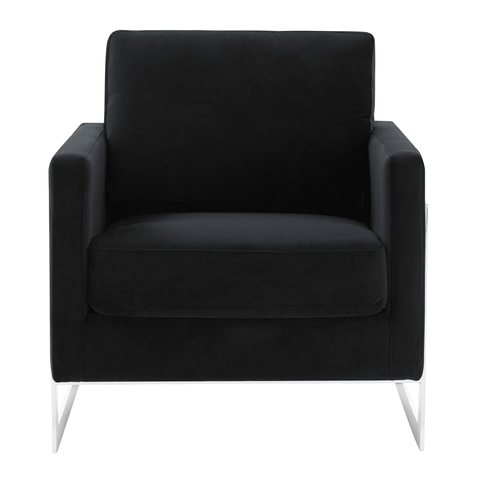 Lincoln Velvet Accent Armchair Singe-Seater Sofa with Chromed Stainless Steel Frame