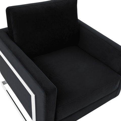 Lincoln Velvet Accent Armchair Singe-Seater Sofa with Chromed Stainless Steel Frame