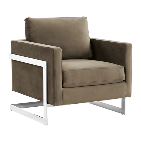 Lincoln Velvet Accent Armchair Singe-Seater Sofa with Chromed Stainless Steel Frame