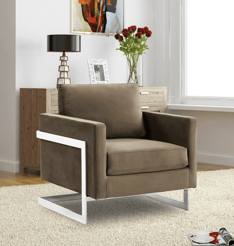 Lincoln Velvet Accent Armchair Singe-Seater Sofa with Chromed Stainless Steel Frame