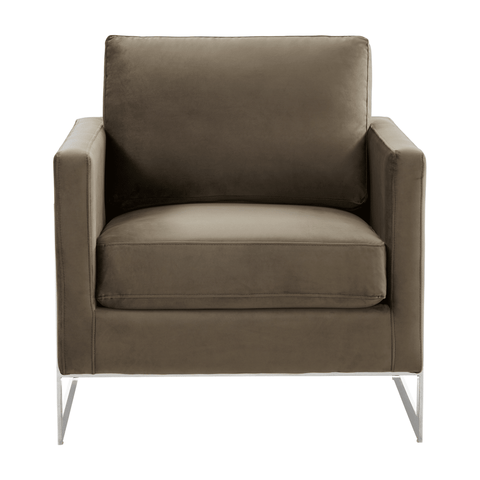 Lincoln Velvet Accent Armchair Singe-Seater Sofa with Chromed Stainless Steel Frame