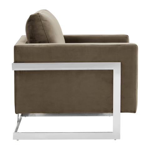 Lincoln Velvet Accent Armchair Singe-Seater Sofa with Chromed Stainless Steel Frame