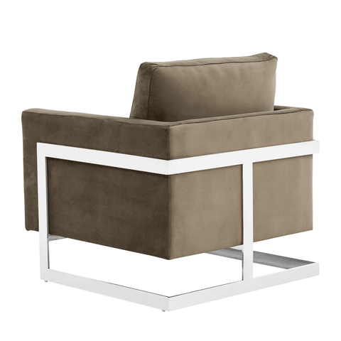 Lincoln Velvet Accent Armchair Singe-Seater Sofa with Chromed Stainless Steel Frame