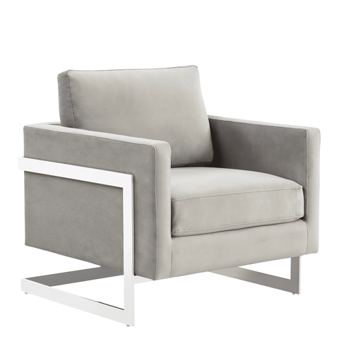 Lincoln Velvet Accent Armchair Singe-Seater Sofa with Chromed Stainless Steel Frame