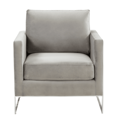 Lincoln Velvet Accent Armchair Singe-Seater Sofa with Chromed Stainless Steel Frame