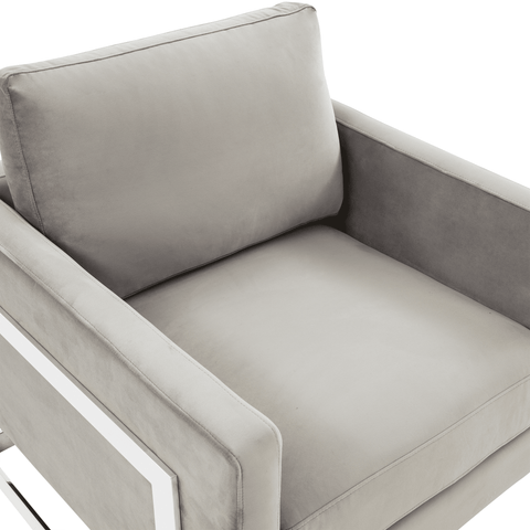 Lincoln Velvet Accent Armchair Singe-Seater Sofa with Chromed Stainless Steel Frame