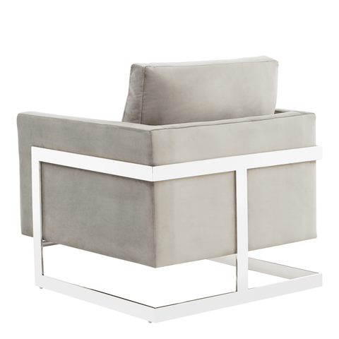 Lincoln Velvet Accent Armchair Singe-Seater Sofa with Chromed Stainless Steel Frame