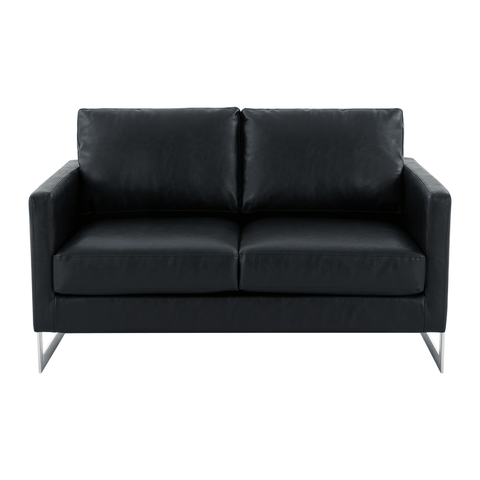 Lincoln Leather Loveseat Sofa with Chrome Stainless Steel Frame