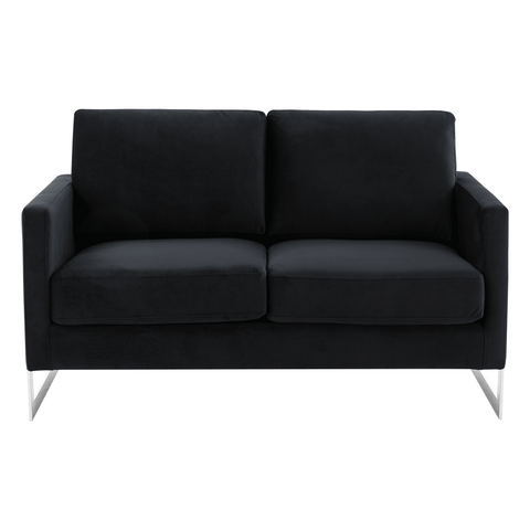 Lincoln Velvet Loveseat Sofa with Removable Cushions and Chromed Stainless Steel Frame