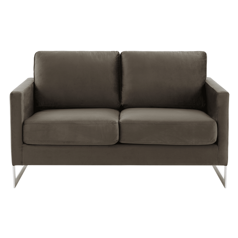 Lincoln Velvet Loveseat Sofa with Removable Cushions and Chromed Stainless Steel Frame