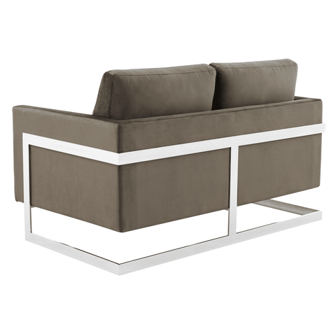 Lincoln Velvet Loveseat Sofa with Removable Cushions and Chromed Stainless Steel Frame