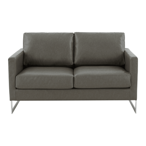 Lincoln Leather Loveseat Sofa with Chrome Stainless Steel Frame