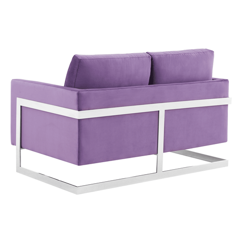 Lincoln Velvet Loveseat Sofa with Removable Cushions and Chromed Stainless Steel Frame