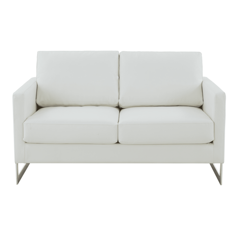 Lincoln Leather Loveseat Sofa with Chrome Stainless Steel Frame