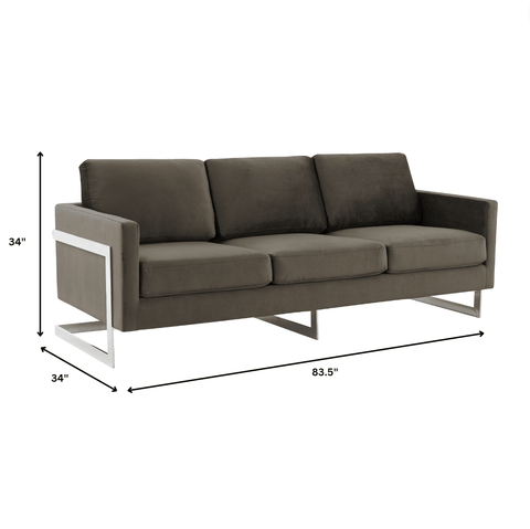 Lincoln 3-Seater Sofa Upholstered in Velvet Fabric with Chrome Stainless Steel Frame