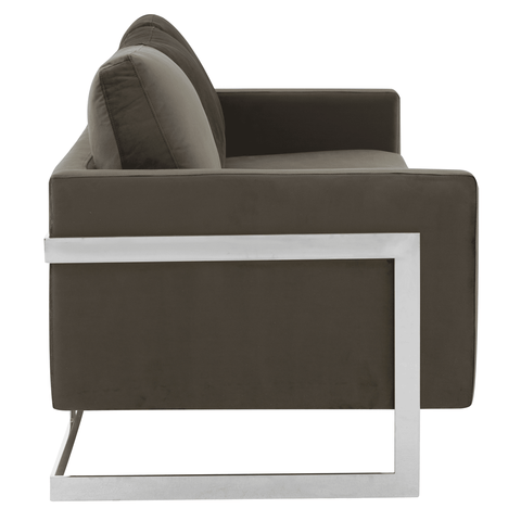 Lincoln 3-Seater Sofa Upholstered in Velvet Fabric with Chrome Stainless Steel Frame