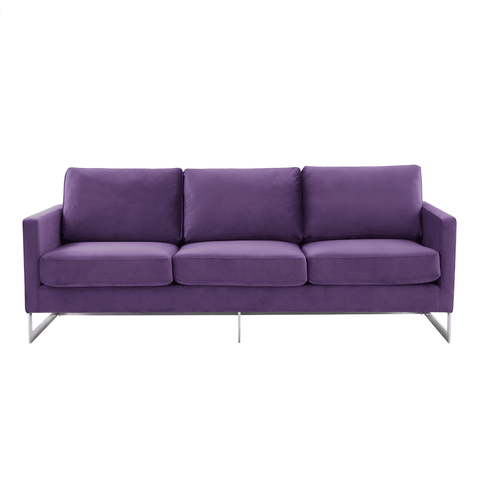 Lincoln 3-Seater Sofa Upholstered in Velvet Fabric with Chrome Stainless Steel Frame