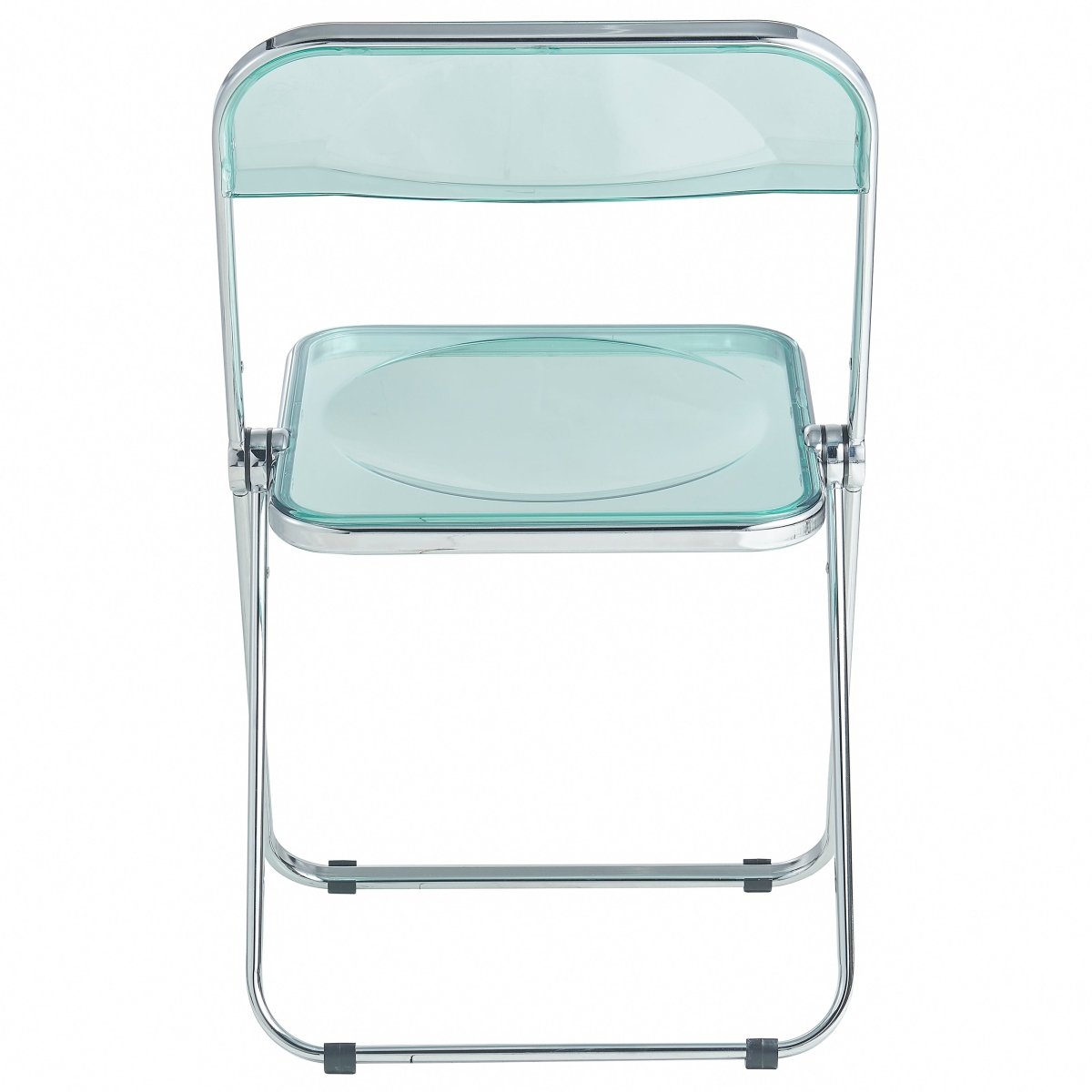 Lawrence 7-Piece Dining Set: Folding Acrylic Chairs & Rectangular Wood Table Jade Green Dining Set Leisuremod