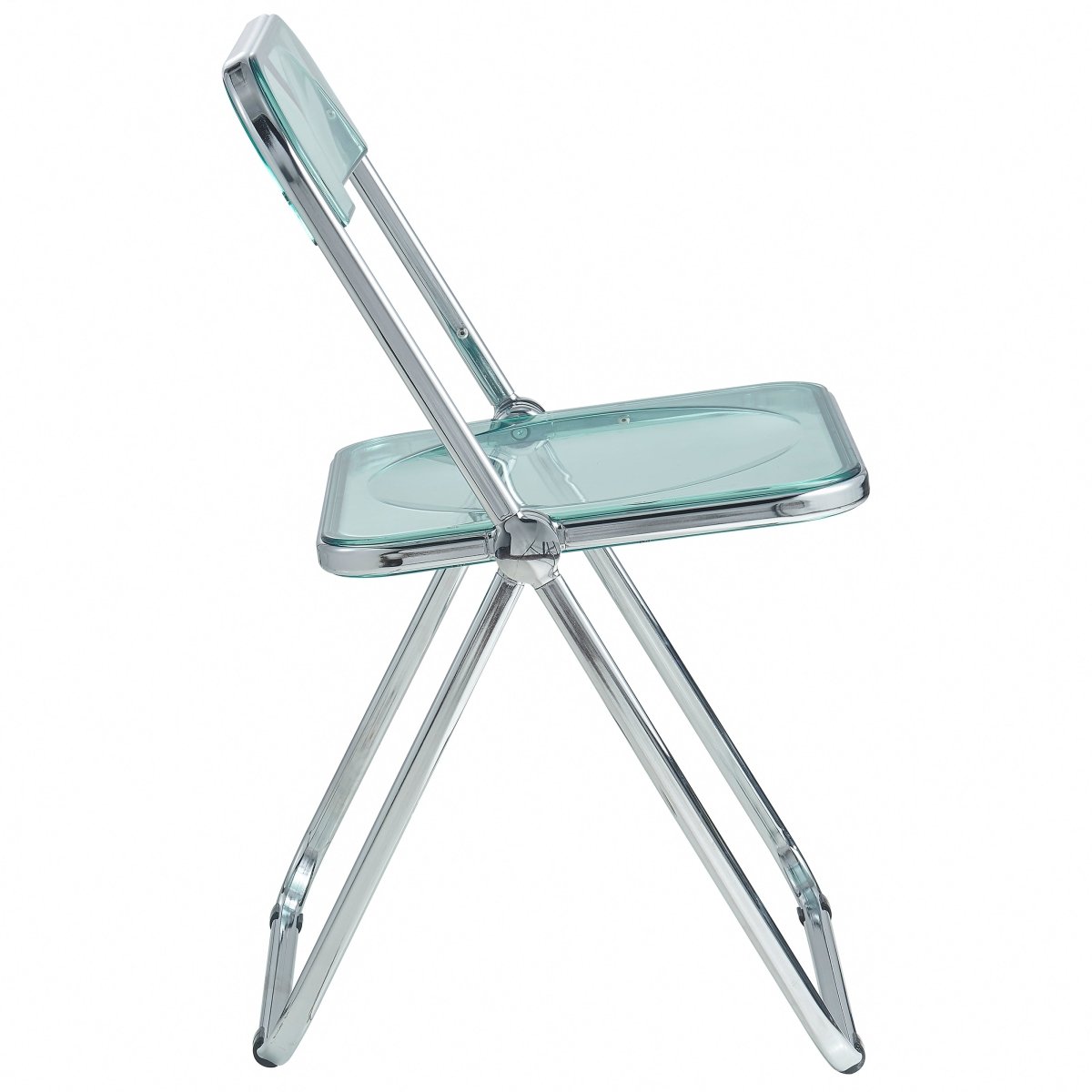 Lawrence 7-Piece Dining Set: Folding Acrylic Chairs & Rectangular Wood Table Jade Green Dining Set Leisuremod